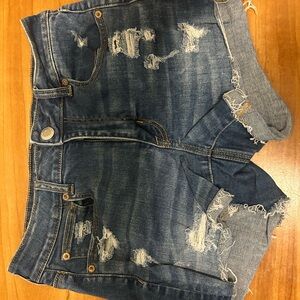 American Eagle Outfitters Blue Distressed Jean Shorts
